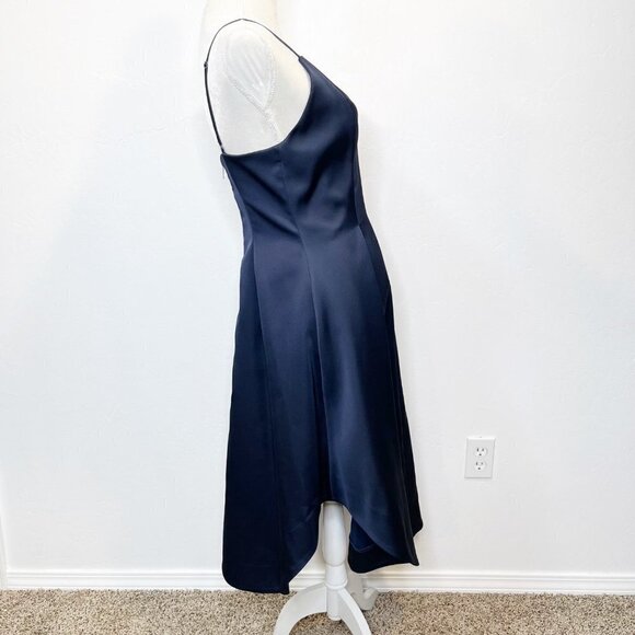 Keepsake Heart Strong Navy Blue Satin Formal Cocktail Party Midi Dress Size M - Picture 7 of 12